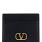 VLogo Signature Cardholder in Grainy Calfskin Leather - Black