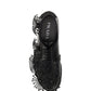 Brushed Leather Derby Shoes with Appliqués - Black