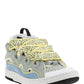 Leather Curb Sneakers - Grey / Blue