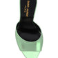 La 16 Mules In Metallic Leather - Green