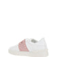 Open Sneaker In Calfskin Leather - White / Pink