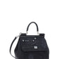 Small Sicily Bag in Calfskin and Patchwork Denim - Black
