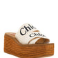 Woody Wedge Mule In Canvas - Ivory