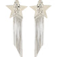 Star Earrings With Brass Chains - Palladium