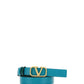 Reversible Vlogo Signature Belt In Shiny Calfskin 20MM- Green / Blue