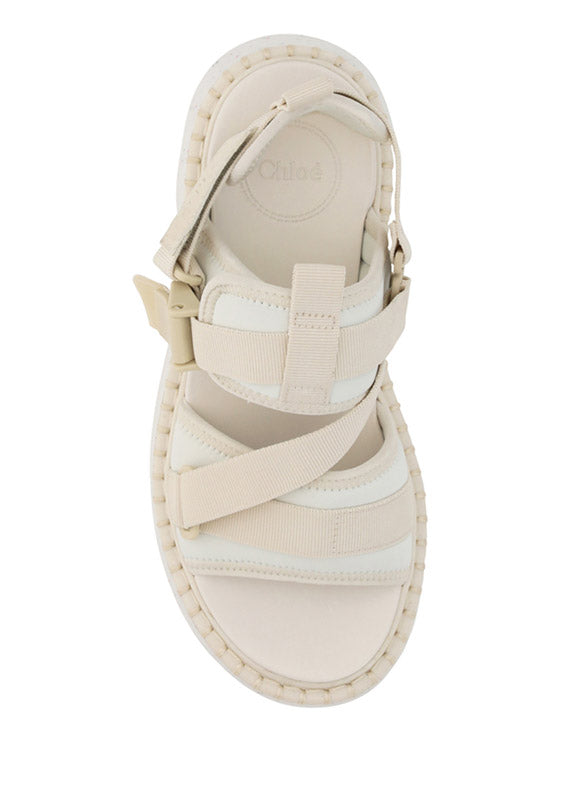 Lilli Sporty Flat Sandal In Recycled Textile - White