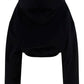 Embroidered-Logo Cropped Hoodie - Black