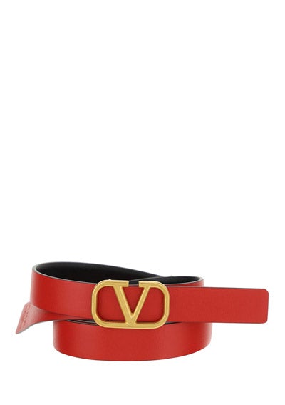 Reversible Vlogo Signature Belt In Shiny Calfskin 20MM - Black / Red
