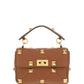 Medium Roman Stud The Shoulder Bag Grainy Calfskin - Saddle Brown