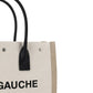 Rive Gauche Small Tote Bag in Linen and Leather - Greige/Black/Naturel