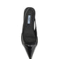Brushed Leather Slingback Ballerinas - Black