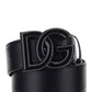 Leather Belt with Crossover DG Logo Buckle - Black