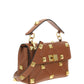 Medium Roman Stud The Shoulder Bag Grainy Calfskin - Saddle Brown