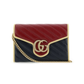 GG Marmont Matelassé Wallet On Chain - Black/Red/Gold