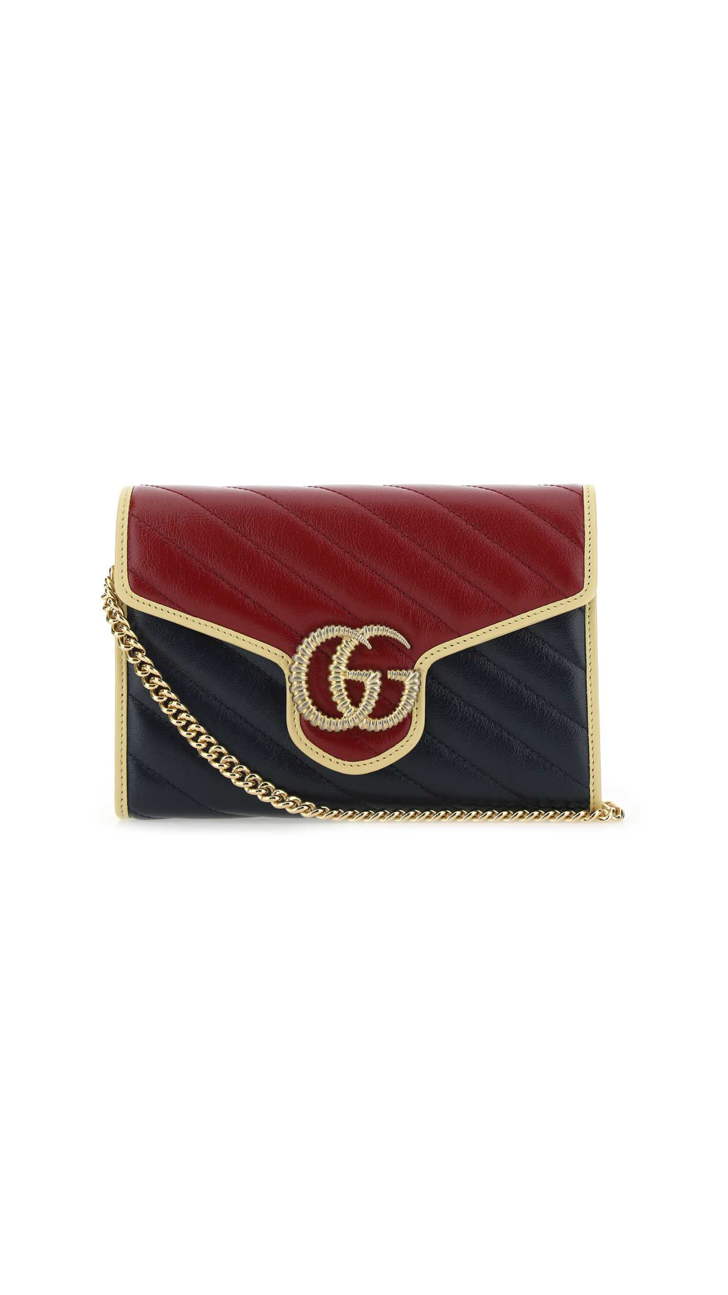 GG Marmont Matelassé Wallet On Chain - Black/Red/Gold