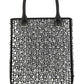 Small Satin Tote Bag with Crystals - Metal