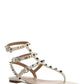 Rockstud Calfskin Flat Flip-Flop Sandal - Light Ivory