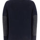 Padded Wool Cardigan - Navy