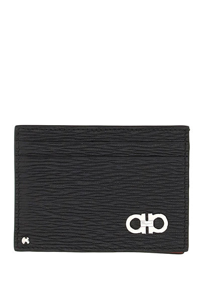 Gancini Card Holder With Pull-Out ID Window - Black