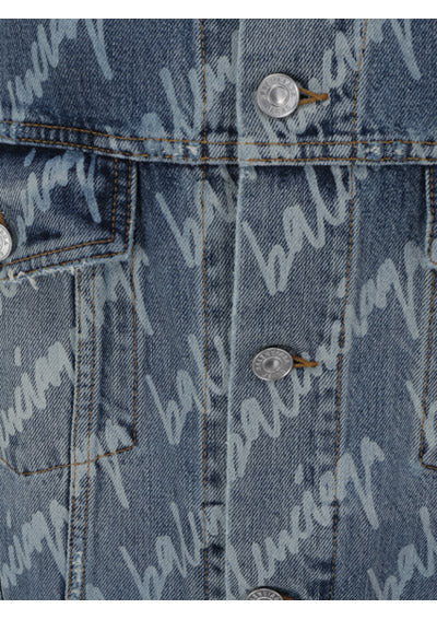 Allover Logo Bell Sleeve Jacket - Indigo