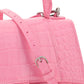 Hourglass Small Handbag in Crocodile Eembossed Calfskin - Pink