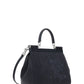 Small Sicily Bag in Calfskin and Patchwork Denim - Black