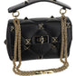 Medium Roman Stud The Shoulder Bag In Nappa With Chain And Enameled Studs - Black