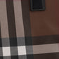 Check and Leather Tote - Dark Birch Brown