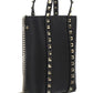 Rockstud Leather Pouch With Chain - Black