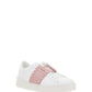 Open Sneaker In Calfskin Leather - White / Pink