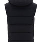Quilted gilet with hood and branded plate - Black