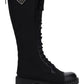 Brushed Leather and Re-Nylon Boots - Black