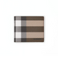 Exaggerated Check and Leather Bifold Wallet - Dark Birch Brown