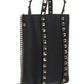 Rockstud Leather Pouch With Chain - Black