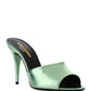 La 16 Mules In Metallic Leather - Green