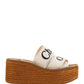 Woody Wedge Mule In Canvas - Ivory