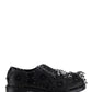 Brushed Leather Derby Shoes with Appliqués - Black