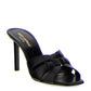 Tribute Heeled Mules in Smooth Leather - Black