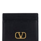 VLogo Signature Cardholder in Grainy Calfskin Leather - Black
