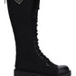 Brushed Leather and Re-Nylon Boots - Black