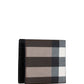 Exaggerated Check and Leather Bifold Wallet - Dark Birch Brown