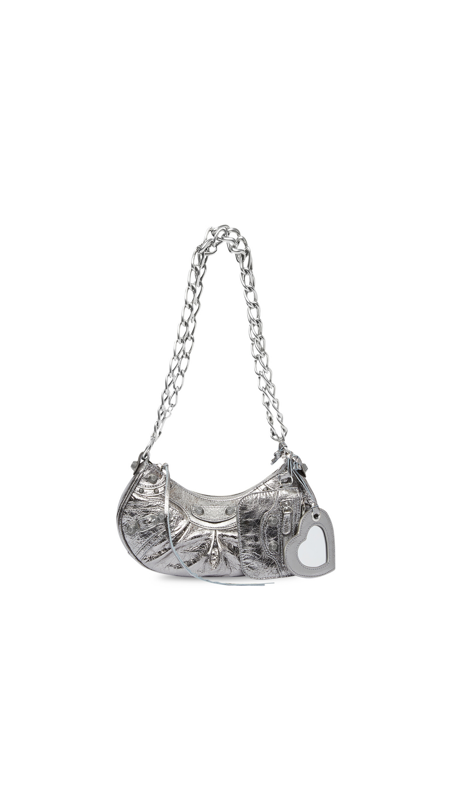 Women's Le Cagole XS Shoulder Bag Metallized with Chain - Silver