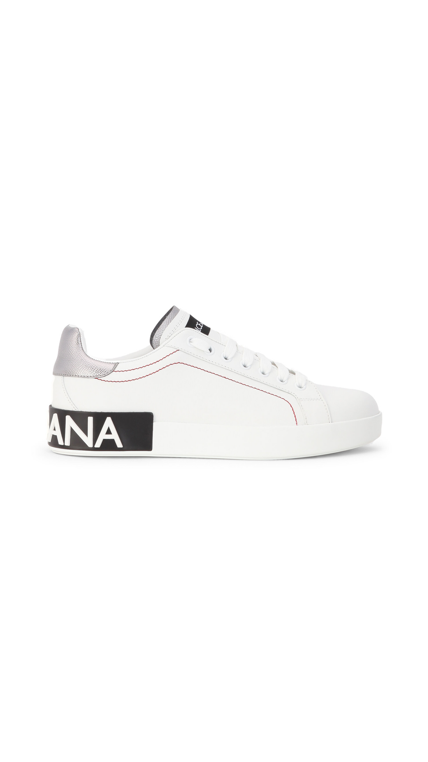 Calfskin Nappa Portofino Sneakers - White/Black/Red