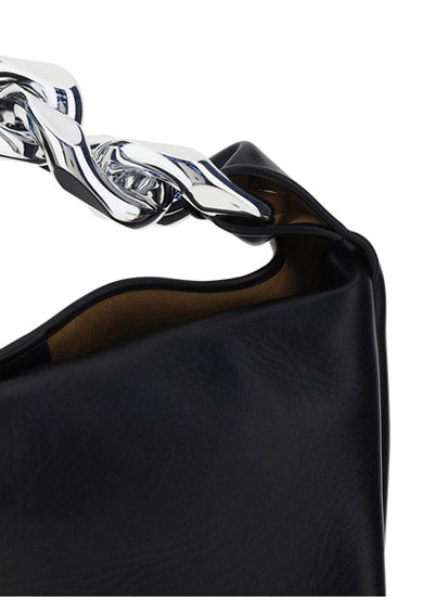 Small Chain Hobo Shoulder Bag - Black