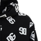 Jersey Hoodie with All-over DG Print - Black/White