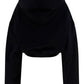 Embroidered-Logo Cropped Hoodie - Black
