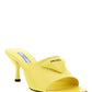 Brushed Leather Heeled Slides - Yellow