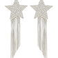 Star Earrings With Brass Chains - Palladium