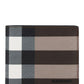 Exaggerated Check and Leather Bifold Wallet - Dark Birch Brown