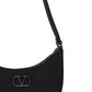 Mini Vlogo Signature Grainy Calfskin Hobo Bag - Black